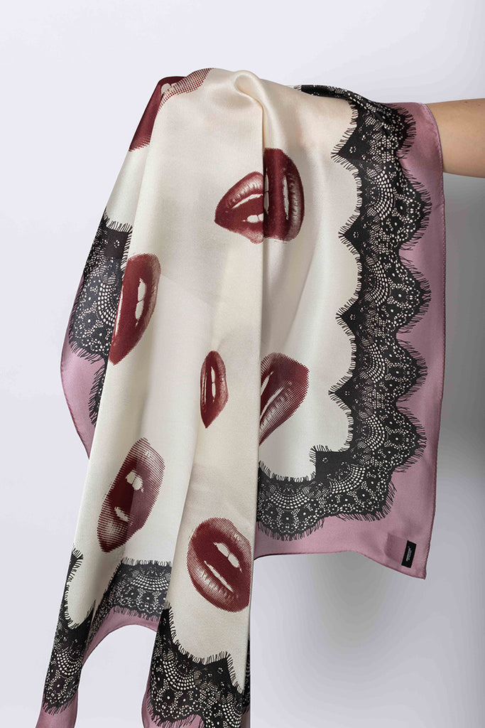 Silk Scarf - Lips/Lace