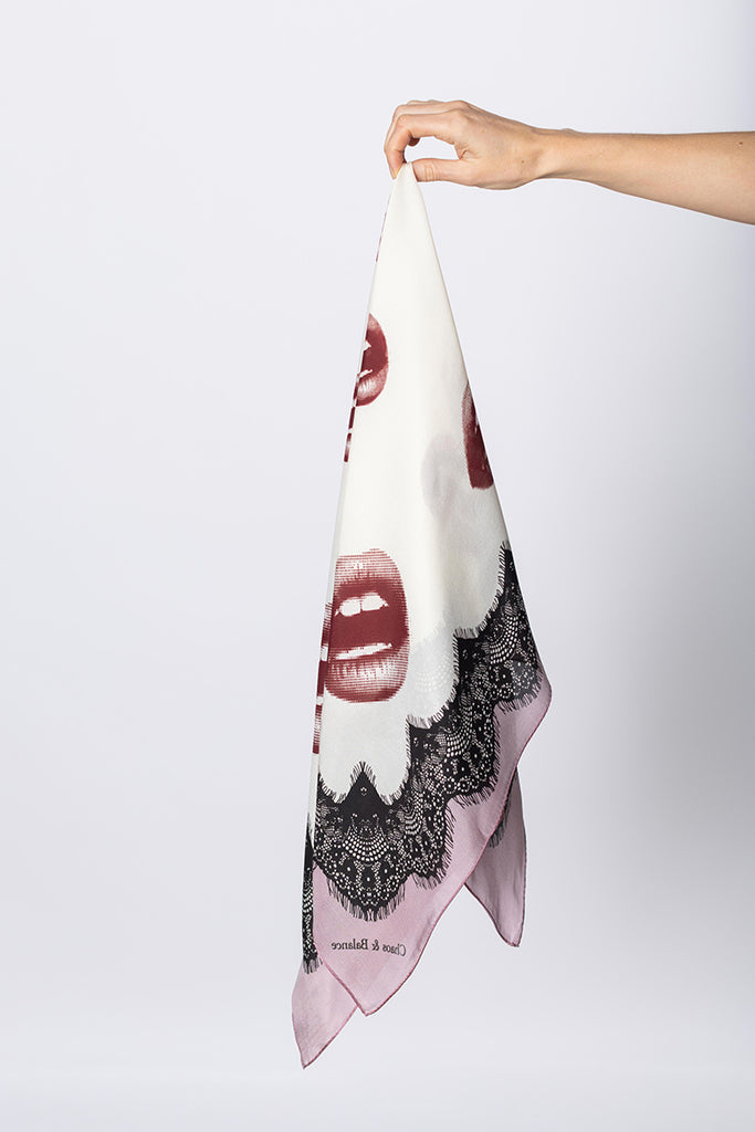Silk Scarf - Lips/Lace