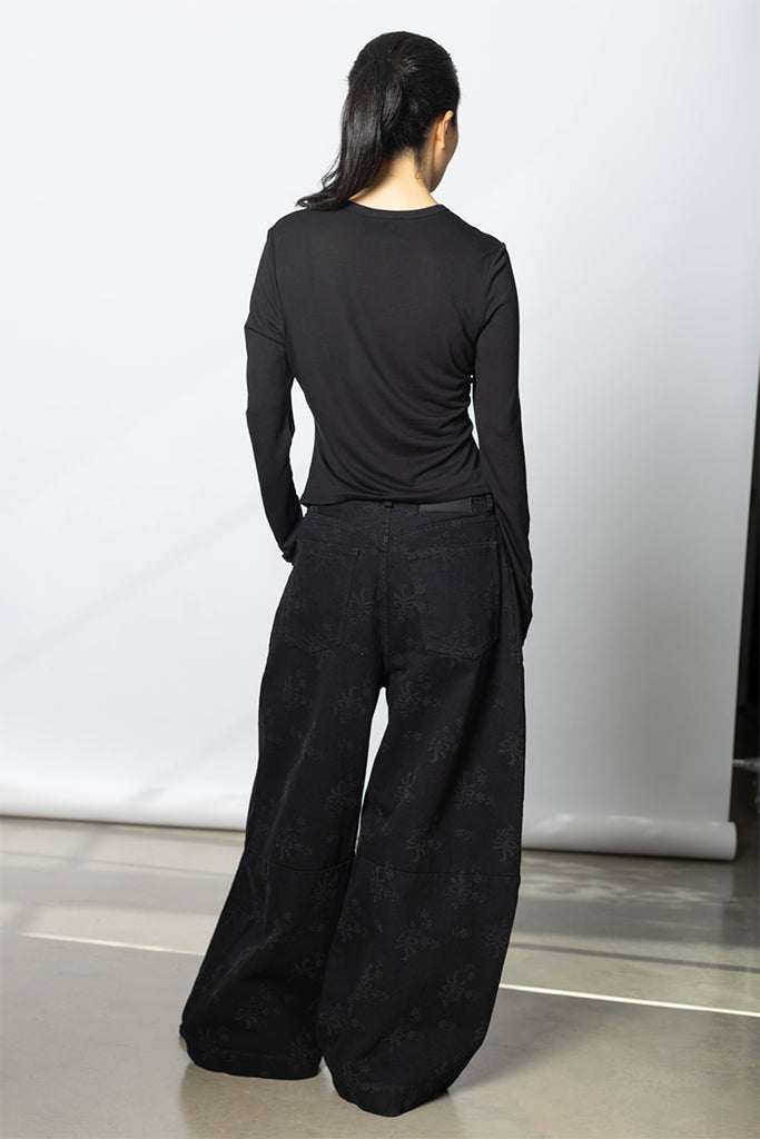 Bow Tail Easy Long Sleeve T-Shirt - Black