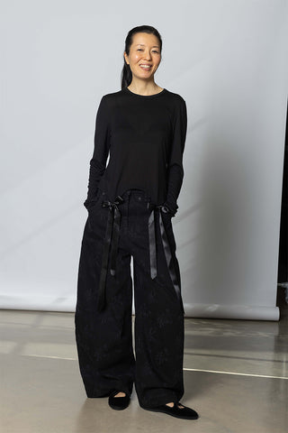 Cropped Wide Leg Utility Curve Jeans - Black