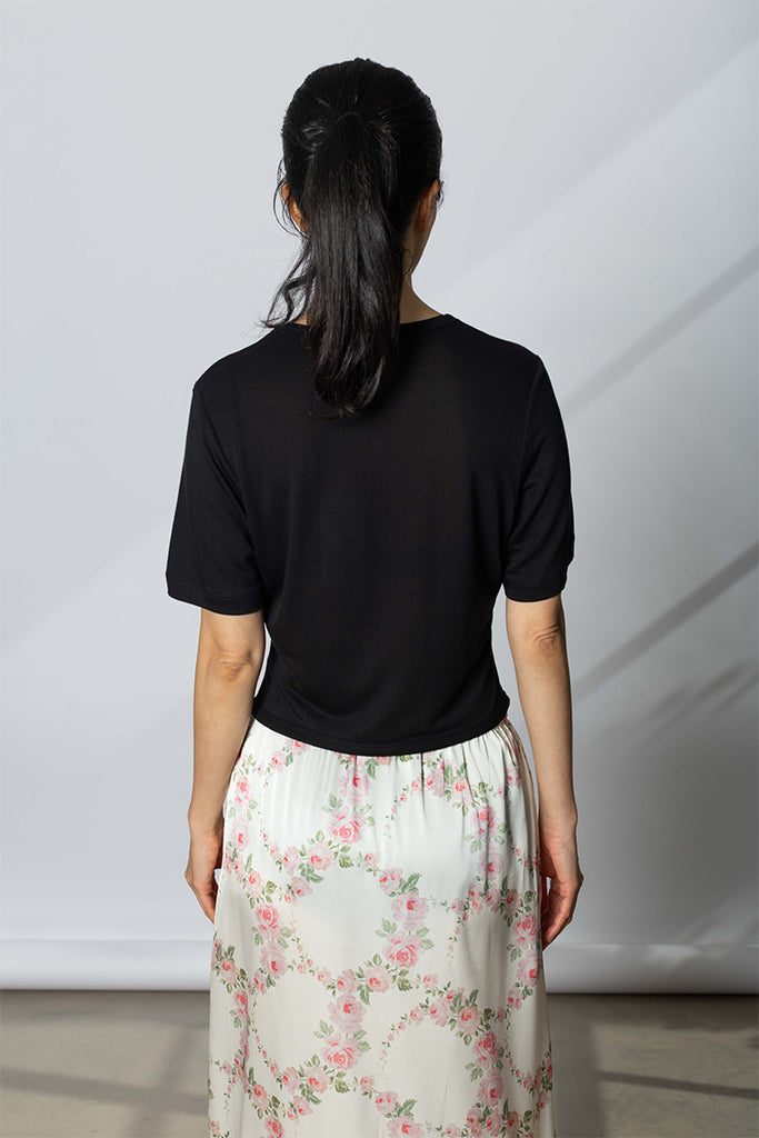 Bow Tail Easy Short Sleeve T-Shirt - Black