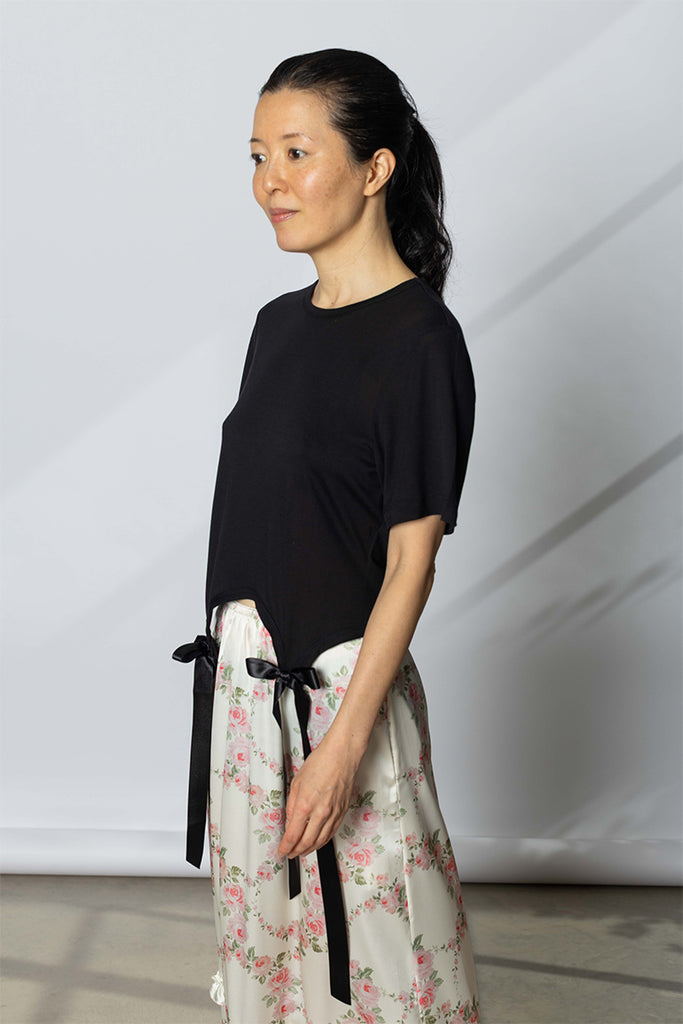Bow Tail Easy Short Sleeve T-Shirt - Black