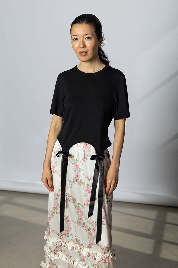 Bow Tail Easy Short Sleeve T-Shirt - Black