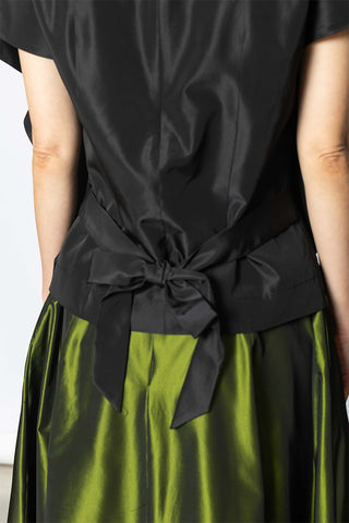 Boxy Sheer Panel Top - Black