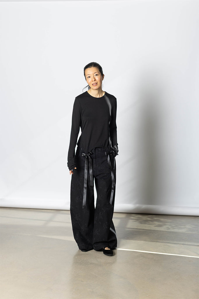 Cropped Wide Leg Utility Curve Jeans - Black
