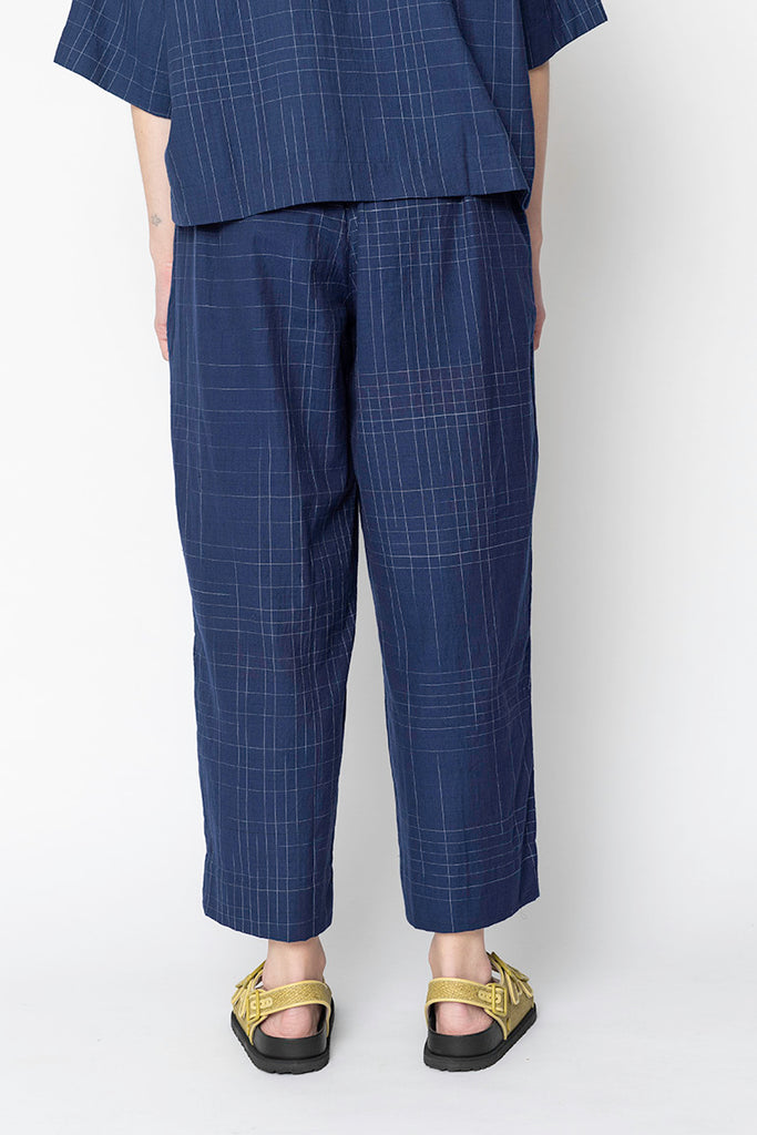 Sketched Check Pyjama Trousers - Twilight/Ecru