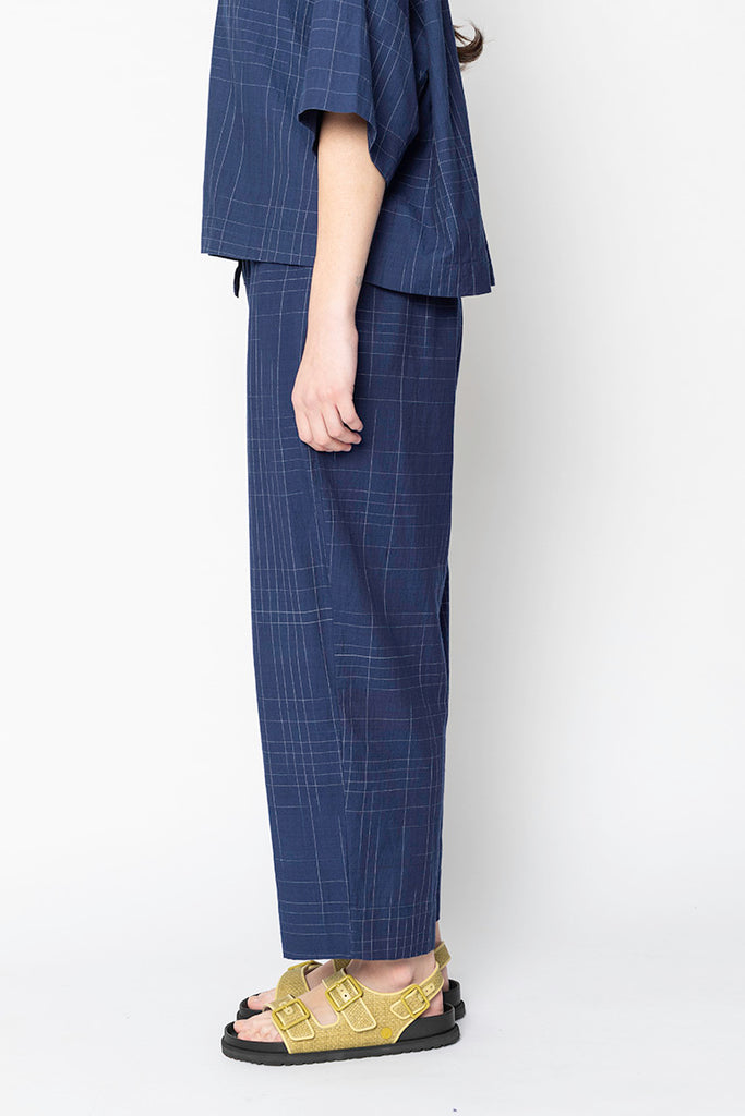 Sketched Check Pyjama Trousers - Twilight/Ecru