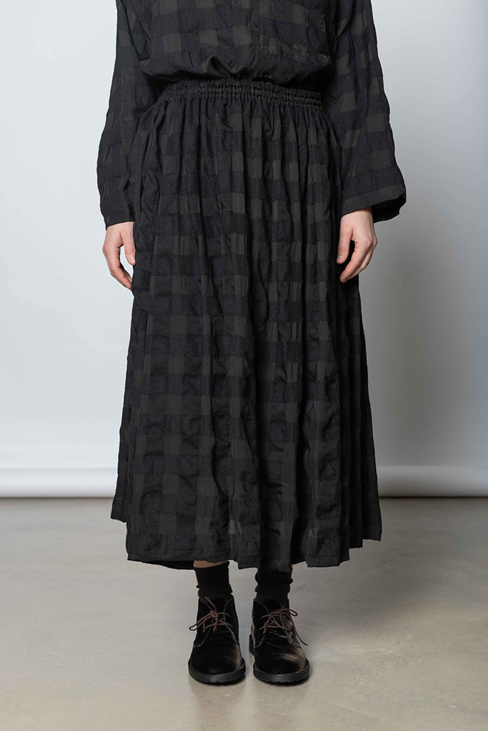 Skye Skirt Textured Check - Black/Black