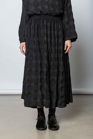 Skye Skirt Textured Check - Black/Black