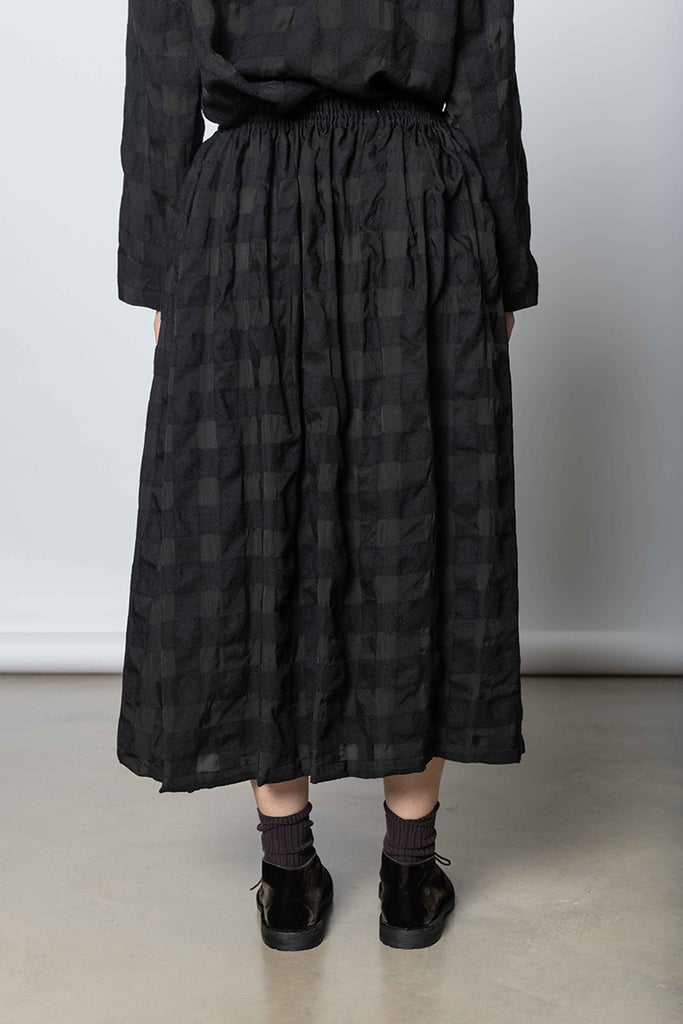 Skye Skirt Textured Check - Black/Black
