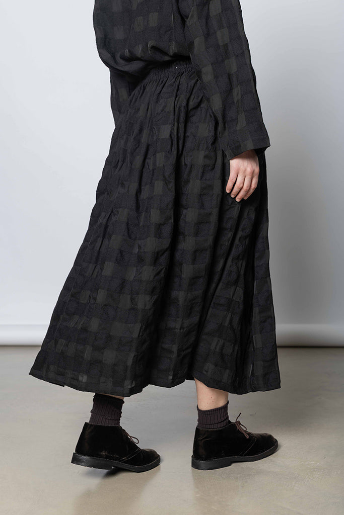 Skye Skirt Textured Check - Black/Black