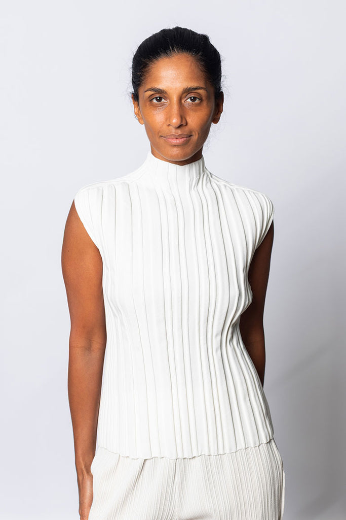 Sleeveless Rib Knit Top - Off White
