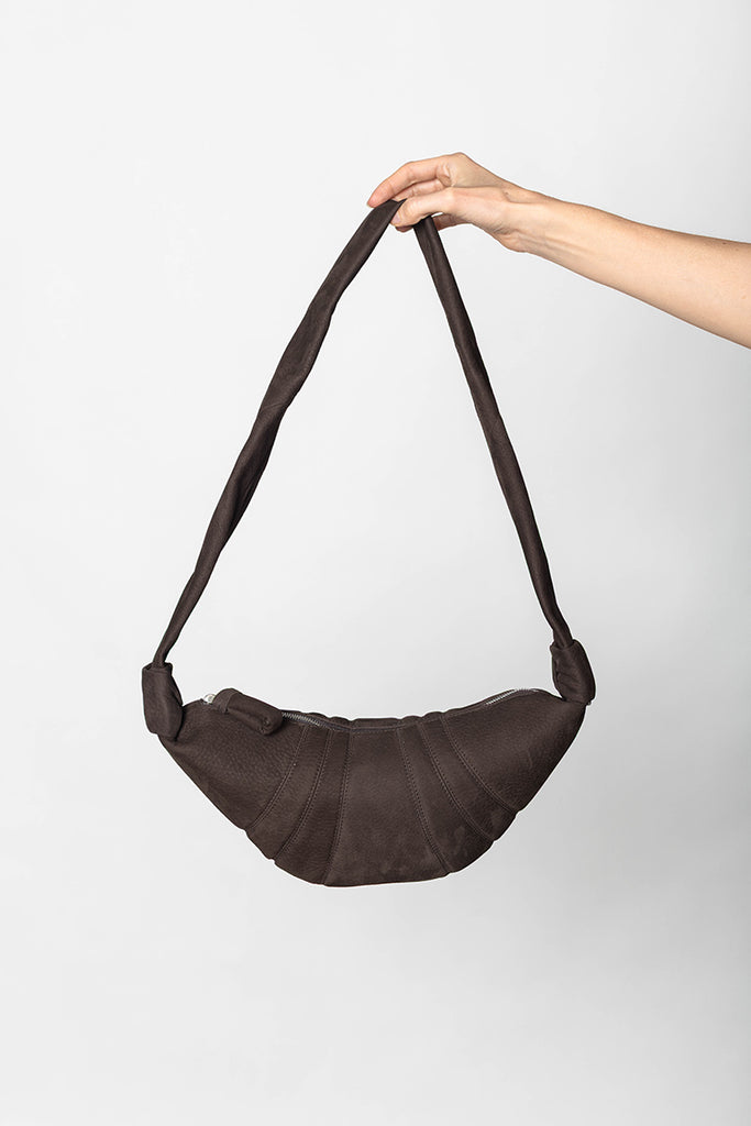 Small Croissant Bag Alpaca Nubuck - Ebony Brown