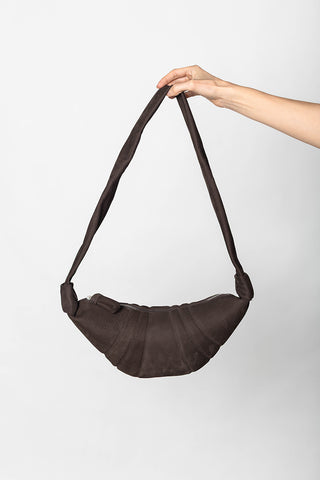 Small Croissant Bag Alpaca Nubuck - Ebony Brown