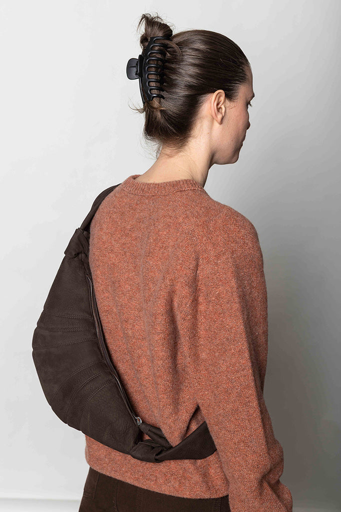 Small Croissant Bag Alpaca Nubuck - Ebony Brown