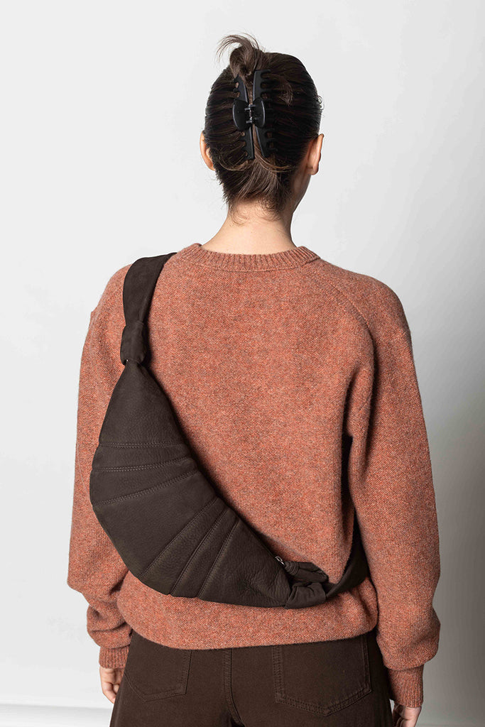 Small Croissant Bag Alpaca Nubuck - Ebony Brown