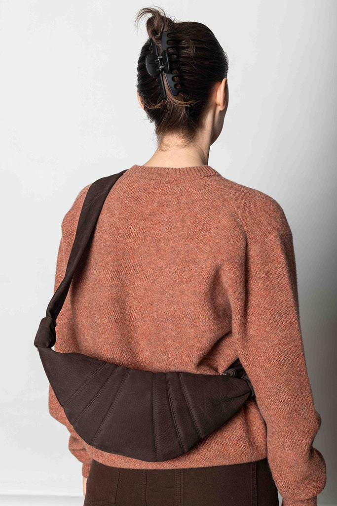 Small Croissant Bag Alpaca Nubuck - Ebony Brown
