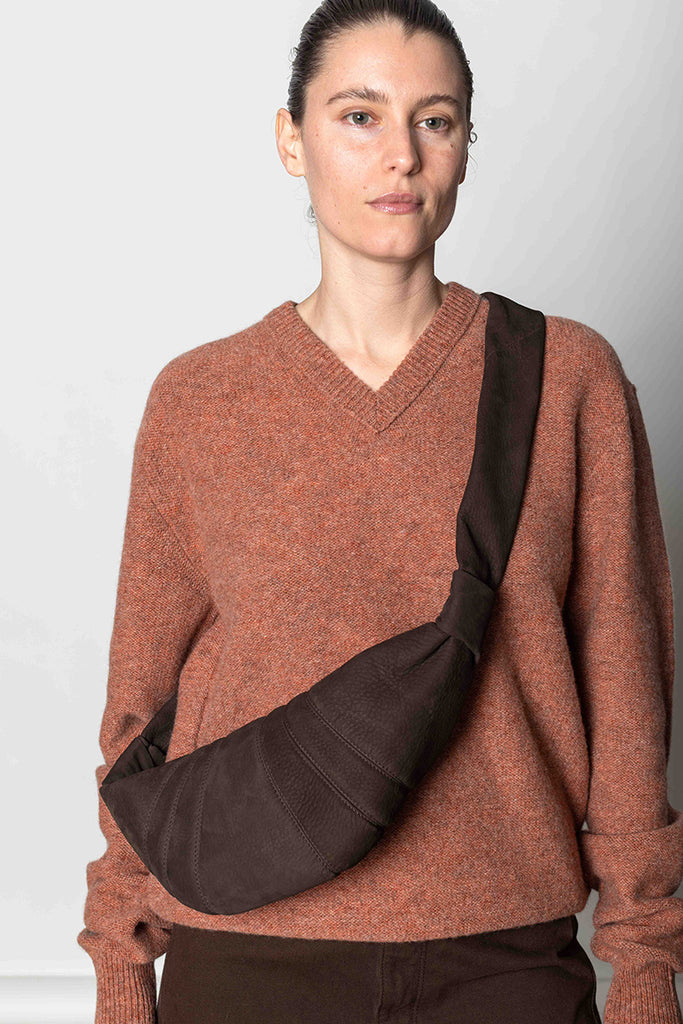 Small Croissant Bag Alpaca Nubuck - Ebony Brown