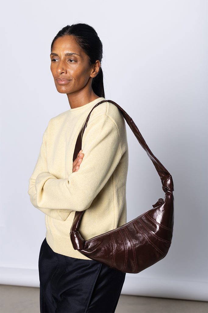 Small Croissant Bag Coated Cotton - Chocolate Fondant