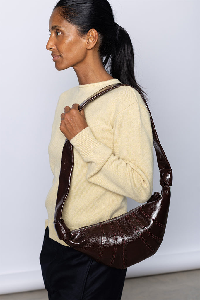 Small Croissant Bag Coated Cotton - Chocolate Fondant