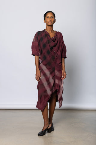 Soft Collar Dress - Merlot/Pink