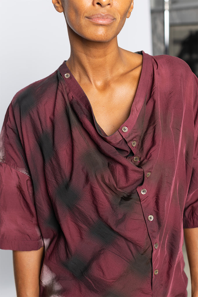 Soft Collar Dress - Merlot/Pink