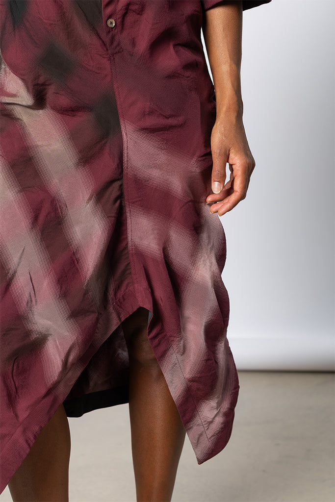 Soft Collar Dress - Merlot/Pink