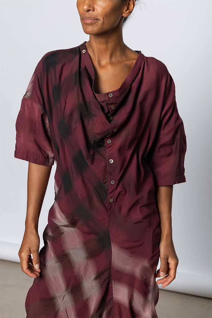 Soft Collar Dress - Merlot/Pink