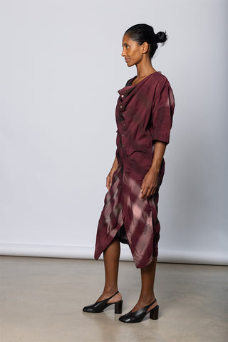 Soft Collar Dress - Merlot/Pink