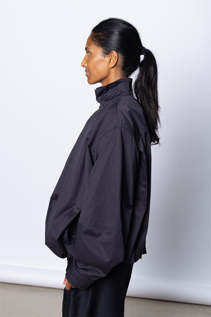 Soft Pleated Blouson - Ink Blue