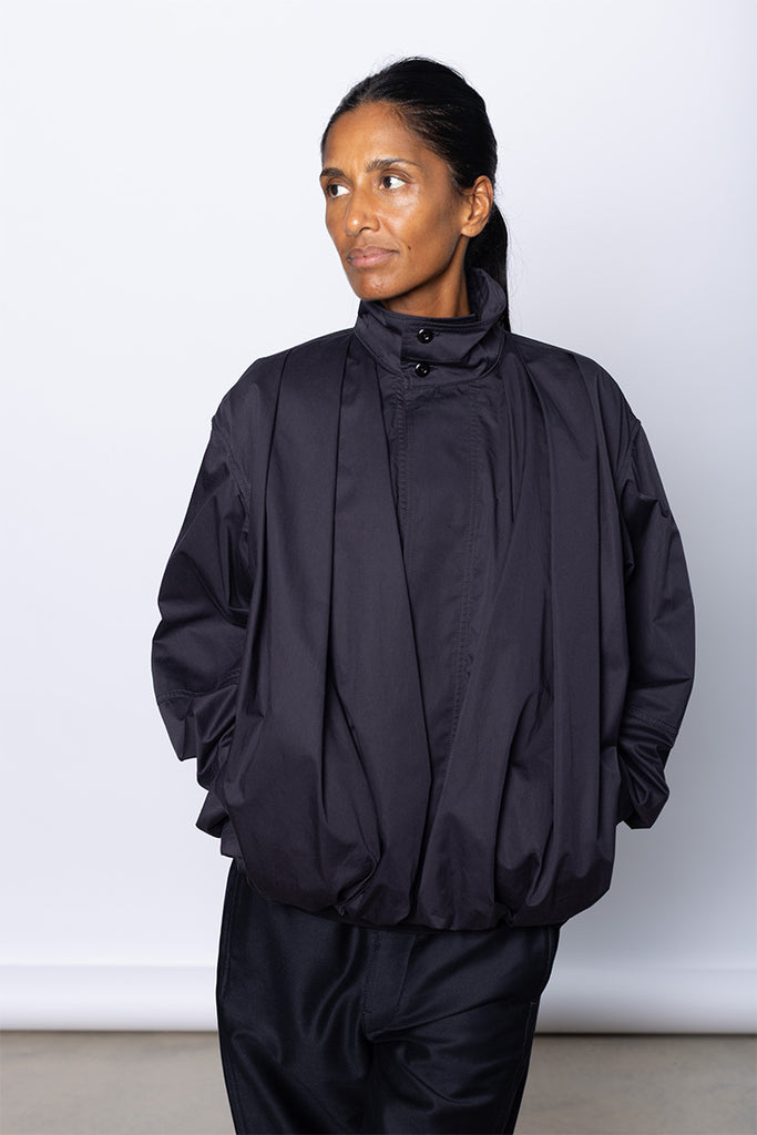 Soft Pleated Blouson - Ink Blue