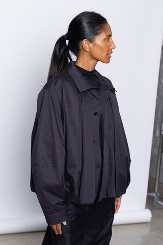 Soft Pleated Blouson - Ink Blue
