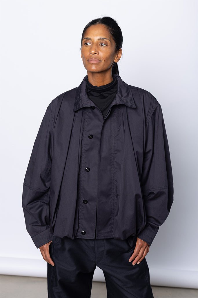 Soft Pleated Blouson - Ink Blue
