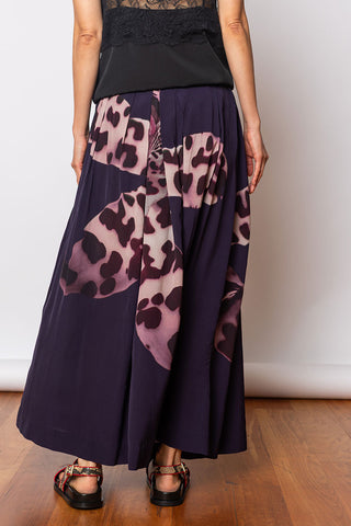 Soni Orchid Print Skirt - Navy