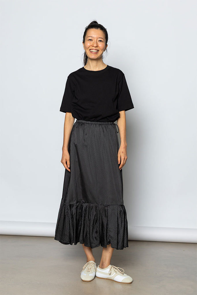 Sprity Striped Cupro Skirt - Grey