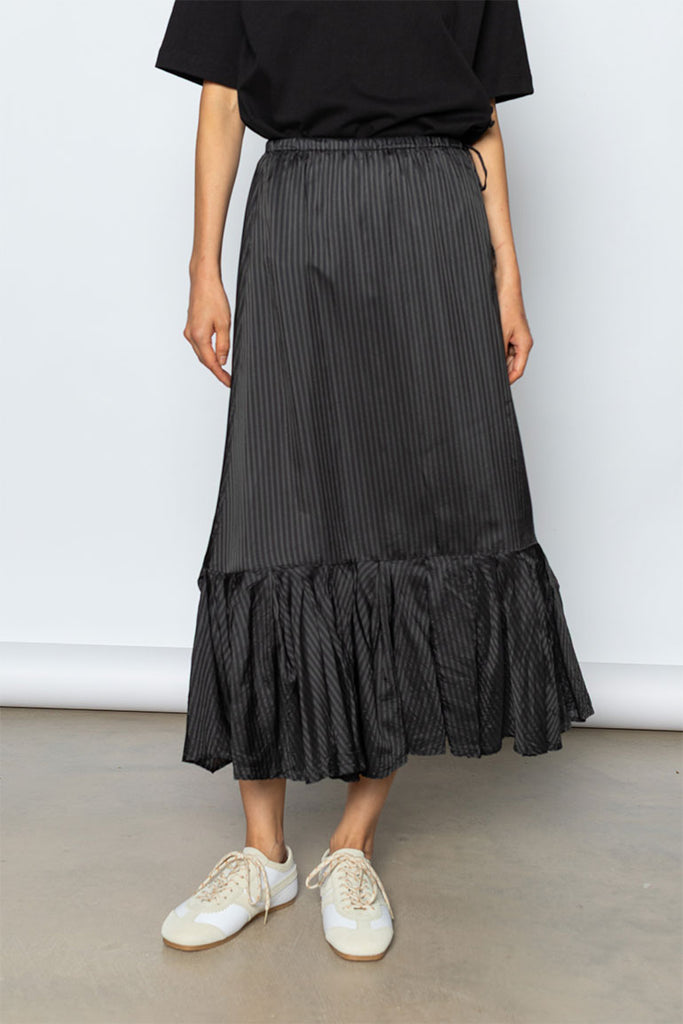 Sprity Striped Cupro Skirt - Grey