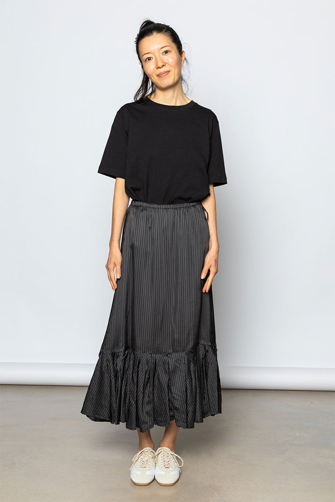 Sprity Striped Cupro Skirt - Grey