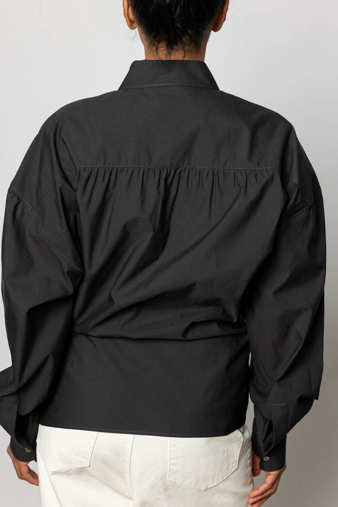 Straight Collar Twisted Shirt - Squid Ink