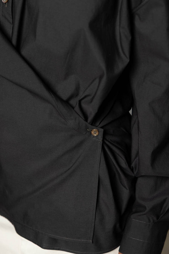 Straight Collar Twisted Shirt - Squid Ink