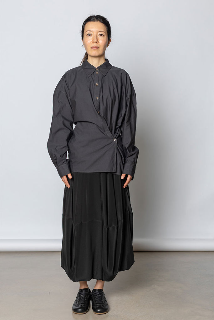 Straight Collar Twisted Shirt - Squid Ink