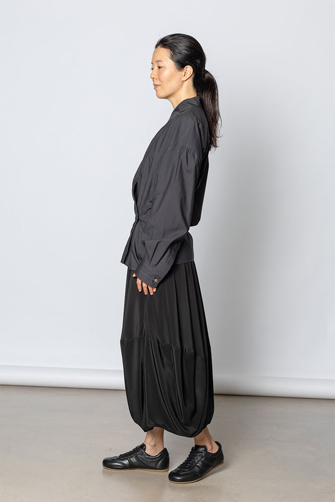 Straight Collar Twisted Shirt - Squid Ink