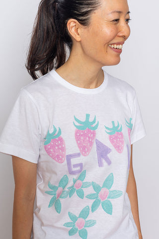 Strawberry Grl Logo Print T-Shirt - White