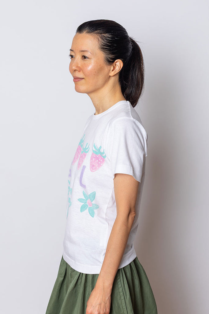 Strawberry Grl Logo Print T-Shirt - White