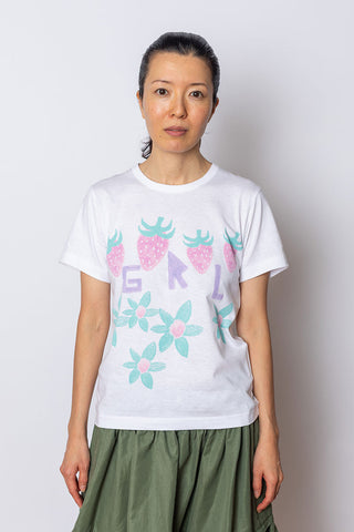 Strawberry Grl Logo Print T-Shirt - White