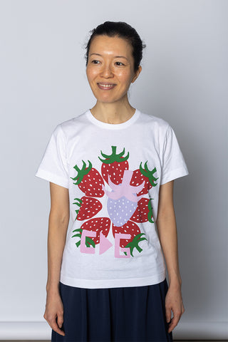 Strawberry Logo Print T-Shirt - White