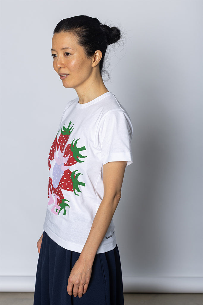 Strawberry Logo Print T-Shirt - White