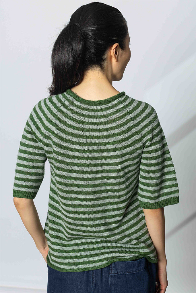 Stripe Linen Cotton Knitted Tee - Croft/Egg Shell