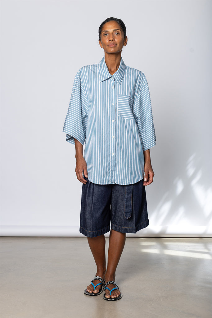 Striped Clea Shirt - Aqua