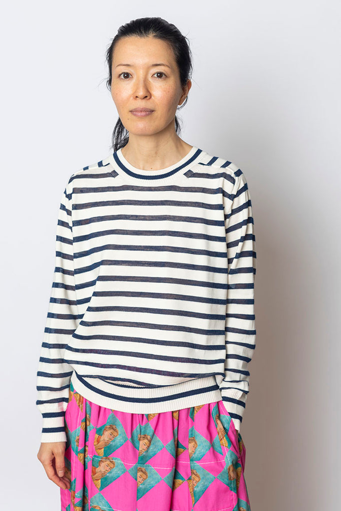 Striped Sweater - Navy/Off White