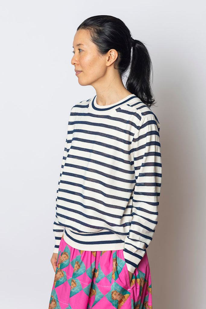 Striped Sweater - Navy/Off White